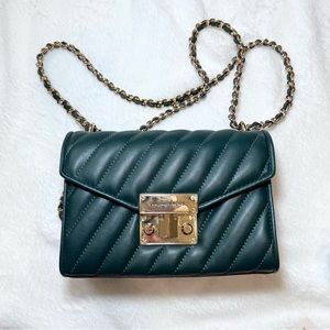 Michael Kors Small Rose Quilted Leather Shoulder Bag In Racing Green